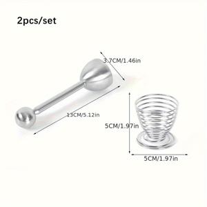 TEMU 스테인리스 스틸 계란 껍질 제거 도구 2개 세트 - 인체공학적 손잡이가 있는 수동식 계란 분리기, 삶은 달걀 및 샐러드 준비용 안전한 주방 가제트, 샐러드 서빙 액세서리 | 매끄러운 메탈릭 마감 | 내구성 있는 주방 도구