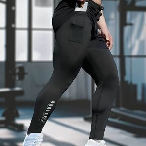 TEMU 남성용 포켓이 있는 2-in-1 운동 반바지, 피트니스용 고신축 압박 팬츠와 쇼츠