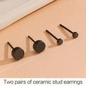 TEMU 남부 유럽 스타일의 대담하고 심플한 힙합 트렌드 레드 & 화이트 세라믹 스터드 귀걸이 4개 - 일상, 휴가, 파티, 친구 및 가족 선물용