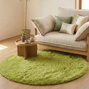TEMU 1개 원형 카펫 침대 사이즈 호환 - 부드러운 그린 접착 파일 평직 단색 카펫 서재/침실용 - 쉬운 관리 모던 홈 데코 - 그린 카펫 -