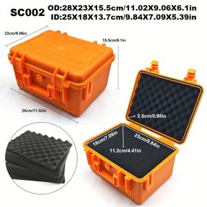 TEMU 플라스틱 기기 공구함 1개, 내구성 있는 하드쉘 PP/ABS 플라스틱 제작, 휴대용 다기능 전자 장비 휴대 케이스, 방수 및 방진, 견고하고 낙하 방지, 미리 재단된 사각형 수작업 분리형 스펀지 패딩 포함, 내압성 및 충격 방지, 다양한 크기의 기기에 완벽하게 맞음, 여러 사이즈와 색상 선택 가능