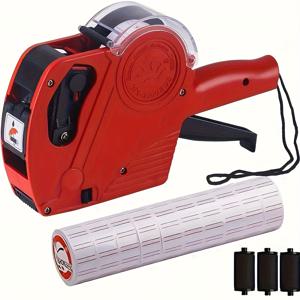 TEMU 1개 MX-55008 디지털 라벨 건 + 5000개 라벨 및 3종 잉크 포함, 라벨 메이커 가격 설정 건 키트 (레드) - 사무실, 소매점, 식료품점, 조직 표시용