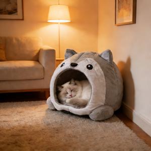 TEMU 편안한 고양이 침대 고양이 집 - 강아지와 새끼 고양이를 위한 부드러운 애완동물 바구니 - 따뜻한 라운저 패드와 수면 텐트