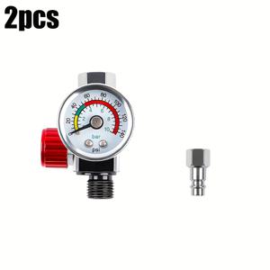 TEMU 공기 압력 게이지가 있는 에어 컴프레서 레귤레이터 밸브, 공압 조절 밸브, 퀵 커넥터가 있는 스프레이 건 공기 압력 컨트롤러, 공기/공압 도구 응용 분야에서 정밀 제어용