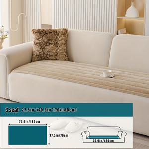 TEMU 부드러운 퀼트 소파 쿠션, 가을과 겨울에 따뜻함을 위한 두꺼운 보헤미아 폴리에스터 소파 커버, 애완동물 친화적, 세탁기 사용 가능, 2인용, 3인용 또는 4인용 소파에 적합, 수직 줄무늬가 있는 클래식 디자인, 100% 폴리에스터 원단, 거실용 소파