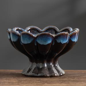 TEMU 로터스 고온 유약 세라믹 화분용, 레트로 창의적인 키가 큰 다층 꽃병, 매직 작은 오래된 스테이크 녹색 식물 세라믹 흐르는 유약 화분, 통기성 배수구 포함, 다육식물, 분재 및 소형 식물에 적합 - 실내 창틀과 테이블 장식