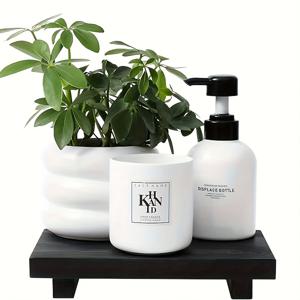 TEMU 세련된 블랙 나무 욕실 트레이 (비누 홀더 포함) - 장식용 화장품 선반, 필수 조리대 정리함, 욕실 조리대 수납 트레이, 욕실 트레이