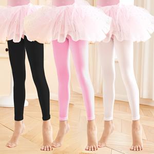 TEMU 3피스 여아 여름 댄스 크롭 레깅스 부드럽고 편안한 원단 경량, 높은 탄성, 꽉 끼지 않는 단색 발레 댄스 타이츠 핑크 블랙 여름 얇은 스타일