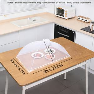 TEMU 1개 대형 사이즈 팝업 화이트 식품 덮개 접이식 및 세척 가능한 투명 메시 디자인, 야외 피크닉, BBQ 및 파티에 적합, 식품 덮개 휴대용 메시 식품 덮개 테이블 덮개 해충 방지 피크닉 용품