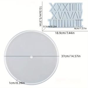 TEMU 로마 숫자가 특징인 원형 시계를 위한 대형 실리콘 몰드 2개 세트. 에폭시 레진 벽 장식 및 주얼리 제작에 적합합니다.