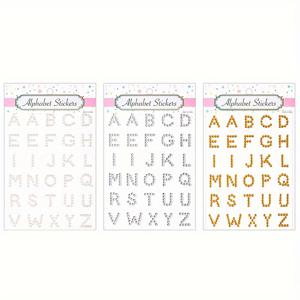 TEMU 3개입 투명 아크릴 영문 레터 스티커, 아크릴 라인석 레터 스티커, 저널, 사진 앨범, 스크랩북 장식용, DIY 재료, 공예용 데칼, 골든, 실버리, 투명 라인석 영문 레터 스티커