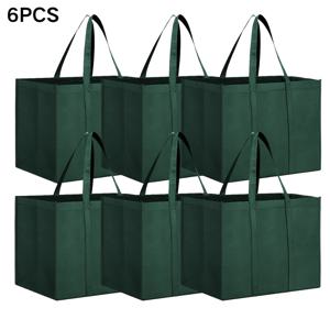 TEMU 두꺼운 부직포 수납백 6개 세트, 35L 대용량, 휴대용 핸드헬드 쇼핑백, 정리 가방, 재사용 가능한 핸드백, 접이식 수납백, 쇼핑, 이사, 의류 보관용, 크리스마스 및 할로윈 수납 도구
