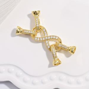 TEMU 18K 골드 코팅된 구리 도금 세트, 우아한 이중 행 연결 클립에 지르코니아 스톤 장식, 목걸이 및 팔찌 등 주얼리 프로젝트에 적합