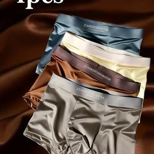 TEMU 남성용 통기성 아이스 섬유 드로즈 4개 세트, 여름용 캐주얼하고 편안한 단색 속옷