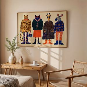 TEMU 1개 프레임리스 캔버스 포스터, 빈티지 예술 추상 패션 동물 아트 프린트 벽 장식 침실 거실 주방 복도 모던 이상적인 크리스마스 홈, 장식 벽 아트, 벽 아트 장식, 벽 아트 장식