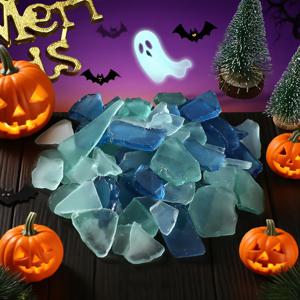 TEMU 400그램 바다 색상 유리 조각, 녹아내리는 유리 재료 | 수제 장식 재료 세트 | 해변 웨딩 장식/홈 가꾸기/보석 제작에 적합 | 할로윈 및 신학기 시즌을 위한 창의적인 공예 재료