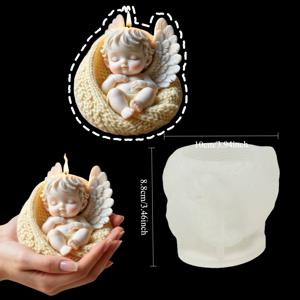 TEMU 양초 제작 실리콘 몰드 - 직조 수면 천사 아기, 제거 용이, 재사용 가능, 크리스마스 또는 발렌타인데이 선물용, 왁스, 레진 또는 석고 공예에 적합, 성인을 위한 동화 장식으로 완벽