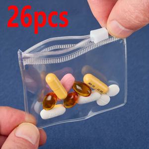 TEMU 26개 투명 재사용 지퍼백 - 휴대용 플라스틱 보관백 (보석, 화장품, 사무용품 및 소품용), 광택 표면, 직사각형, 지퍼 잠금, 보석 정리함, 보석 롤, 보석 보관 파우치, 사무용품 정리함,플라스틱 보관 파우치,세련된 스토리지 미학, 직사각형 모양,원활한 밀봉 시스템