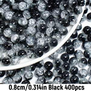 TEMU 800개/400개 6mm/8mm 블랙 아크릴 아이스 크랙글 비즈 DIY 액세서리 만들기용 팔찌 목걸이 키체인 핸드메이드 재료