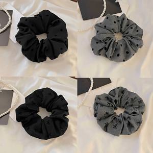 TEMU 여성용 폴카 도트 리본 프린트 대형 헤어 타이 4개 세트, 탄력 있는 포니테일 홀더