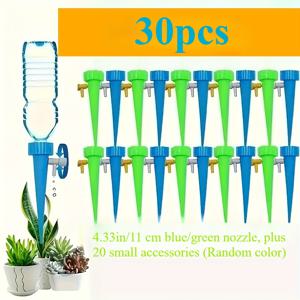 TEMU 30개입 자동 꽃물주기 드리퍼, 실내식물, 화분식물, 온실 및 정원용 드립 관수 타이머 - 그린 자동 물주기 드리퍼