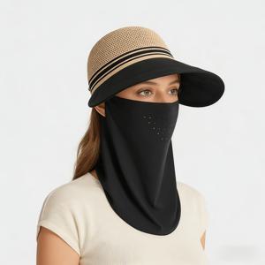 TEMU 2026년형은 세련된 여성용 선 햇이 특징이며, 2pcs 디자인과 마스크가 포함되어 있습니다. 이 모자에는 귀걸이 디자인이 있어 통기성이 좋고, 속이 빈 디자인으로 햇빛을 차단합니다.