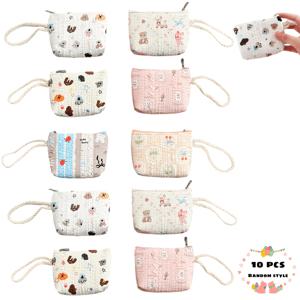 TEMU 귀여운 만화 손목 스트랩 동전 지갑 10개 세트, 다용도 선물 팩 동전 가방 손목 파우치, 창의적인 미니 수납 파우치, 일상용, 명절 선물, 결혼식 답례품으로 적합