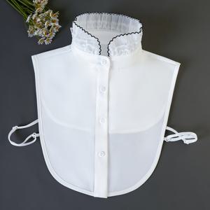 TEMU 1개 스탠드업 칼라 고귀한 기품의 탈부착 칼라, 빈티지 쉬폰 레이스 러플 여성용 베이스 레이어 셔츠 칼라, 보온용 러플 장식, 결점 커버용, 캐주얼 및 정장용으로 모두 적합
