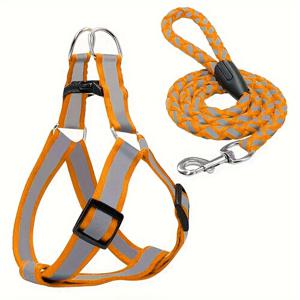 TEMU 반사 나일론 강아지 조끼와 목줄 겸용 하네스 겸도 세트, 소형견 중형견용