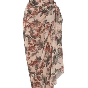 TEMU 여성용 우아한 비치 드레스 1개 - 빈티지 나뭇잎 프린트 시스루 랩 스커트, 옆면 매듭 잠금장치, 수영장가, 바닷가 휴가 & 캐주얼부터 정장까지 어울리는 랩 원형 드레스