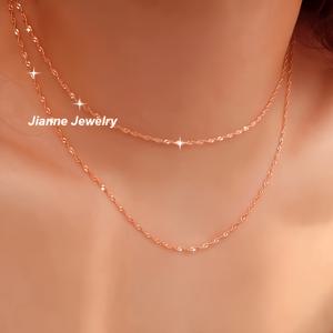 TEMU 1개 워터 웨이브 체인 목걸이, 로즈 골드, 여성용 - 럭셔리, 심플한 디자인, 사계절 착용 가능, 데일리웨어 및 파티용 액세서리