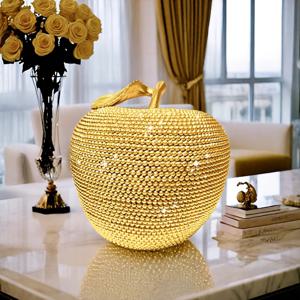 TEMU 1개 광택 비즈 사과 조각상 - 반짝이는 비즈 레진 장식 피규어, 홈 오피스 선반용 광택 비즈 사과 장식, 사랑 테마 생일 결혼 기념일 선물 (남녀 모두에게 적합)