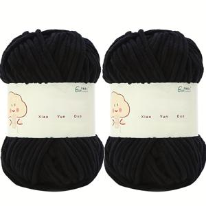 TEMU 2개입 셔닐 원사 (총 100g) 울트라 소프트 벨벳 느낌의 폴리에스터 뜨개실, 중간 중량 아이스 실크 공예용 실, 쉬운 DIY 프로젝트, 핸드 니팅, 코바늘, 스카프, 모자, 슬리퍼, 가방, 쿠션, 담요, 봉제인형 및 홈 데코용; 매끄러운 질감, 내구성 좋고 초보자에게 적합