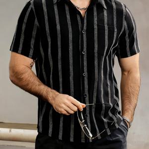TEMU 남성 패션 캐주얼 반팔 버튼 셔츠 | , 외출, 캐주얼 엔터테인먼트에 완벽, 가족 및 사랑하는 사람들을 위한 이상적인 선물