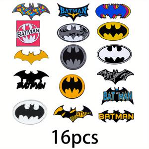 TEMU 배트맨 에나멜 핀이 특징인 창의적인 만화 애니메이션 브로치 16개입 - 백팩, 의류 및 주얼리용 - 친구를 위한 완벽한 선물