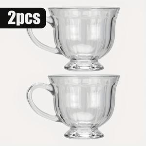 TEMU 손잡이 달린 커피 컵, 유리 컵, 티 컵 세트, 커피 바 추가 용품, , 라떼, 카푸치노, 뜨거운 & 차가운 음료, 물, 가정용 일상 사용, 크리스마스 & 할로윈 사용, 오후 티에 적합한 유리 커피 머그