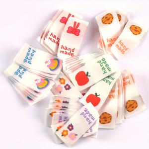 TEMU 19X44mm 신상 혼합 만화 케이크/사과/치즈 자수 패브릭 라벨 50개입, 의류 가방 제작 및 수공예 용품 추가