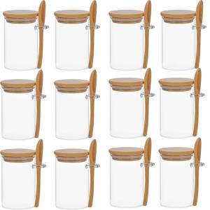 TEMU 주방용 뚜껑이 있는 12개 세트 10온스 유리 보관 용기, 향신료 용기, 밀가루 용기, 캔디 병, 커피 캐니스터, 주방 보관용 항아리