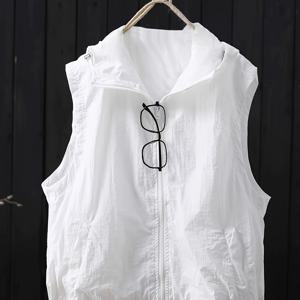 TEMU 여성용 신상 봄/여름 패션 조끼, 편안하고 간편한 디자인, 지퍼업 후드 및 접이식 디자인 특징, 캐주얼 웨어에 적합