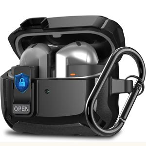 TEMU 갤럭시 버드 3, 갤럭시 버드 3 프로용 보호 케이스, 풀 바디 충격 방지 디자인과 안전한 잠금 클립 특징