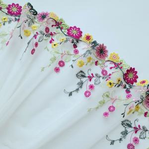 TEMU 1/2 야드 컬러풀 와일드플라워 자수 메쉬 레이스 트림 - DIY 의류, 드레스, 스커트 & 공예용 꽃무늬 테두리 - 고급스러운 자수 패브릭, 내구성 강한 홈 데코, 액세서리, 옷 장식, 우아한 텍스처 디자인