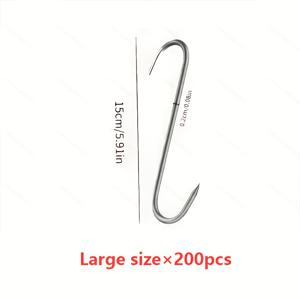 TEMU 200개 스테인리스 스틸 고기 고리 정육점용 고리 세트, 소고기/칠면조용 고강도 냉훈제/열훈제용. 내구성 있는 스테인리스 스틸 고리 - 5.91인치(칠면조 통용) 사이즈, 상업용 주방용 견고함