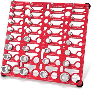 TEMU 알루미늄 합금 나사산 체커 | 20개의 표준 및 16개의 미터 드릴 비트 크기, 볼트 나사산 크기 (인치 및 미터)가 있는 표준 및 미터 볼트 및 너트 식별기