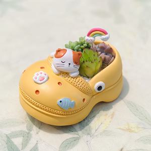 TEMU 귀여운 곰돌이, 고양이, 토끼 모양의 화분 (레진 재질), 다육이, 선인장, 허브에 적합하며 실외에서도 사용 가능 - 매력적인 동물 신발 모양 꽃병, 홈 데코 가드닝 선물