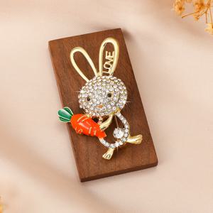 TEMU 공백된 라인스톤 토끼 당근 오일 드롭 브로치, 귀여운 LOVE 레터 브로치 여성용, 독특한 부활절 드레스 핀 주얼리