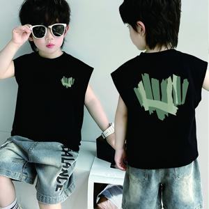 TEMU 남아용 탱크 탑 - 모든 사이즈 남아를 위한 트렌디한 여름 민소매 셔츠, 다용도 블랙 탱크 탑