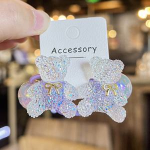 TEMU 2개 달콤하고 귀여운 만화 캔디 컬러 곰 머리끈, 머리카락을 다치게 하지 않는 헤어 밴드 헤어 액세서리