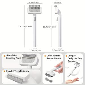 TEMU 애완동물 빗, 강아지 빗, 고양이 빗, ABS 소재 엉킴 방지 빗, 15개의 매끄러운 스테인리스 스틸 이빨로 털갈이 쉽게 제거, 애완동물 손상 없음, 연한 베이지색. 2.55인치 폭, 컴팩트하고 휴대 가능, 휴대가 편리한 그립을 위한 인체공학적 디자인. 긴 털 고양이용 쉬운 청소 빗, 민감한 애완동물을 위한 부드러운 빗, 연한 베이지색