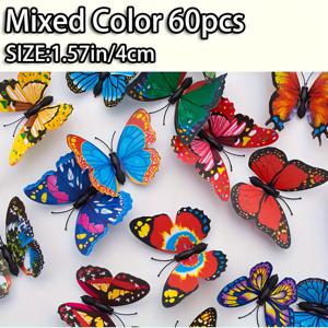 TEMU 60/120개 생동감 넘치는 인공 나비 - 두 가지 사이즈, 양면 테이프 포함 DIY 공예용 플라스틱 장식품, 모자 & 슬리퍼 장식, 홈 월 아트 및 축제 파티 데코, 리얼한 디자인의 내구성 있는 나비 장식, 클래식 스타일, 가벼운 무게, 정교한 제작, 공예 애호가를 위한 컬러풀한 재사용 가능한 나비