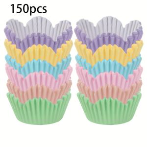 TEMU 가리비 껍질 모양 아치형 케이크 컵 150/300개, 6색 혼합, 머핀 및 케이크용, 크리스마스, 새해, 밸런타인데이, 어머니의 날, 생일과 같은 연말 연시 파티에서 디저트 만들기에 이상적